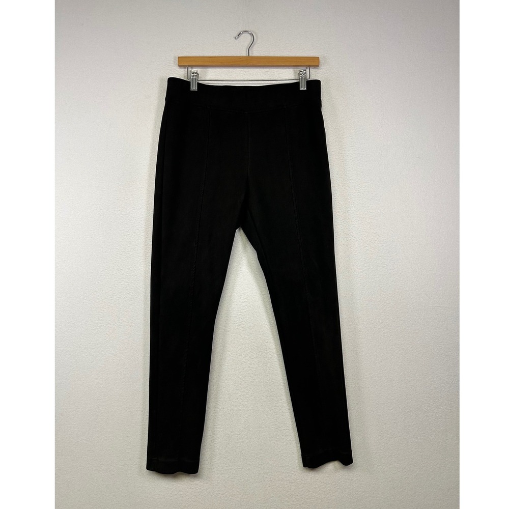 Officecore Andrew Marc Womens M‎ Black Faux Suede Slim Leg Front Seam Pants